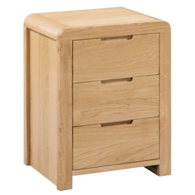Curve Wooden 3 Drawers Bedside Cabinet In Waxed Oak