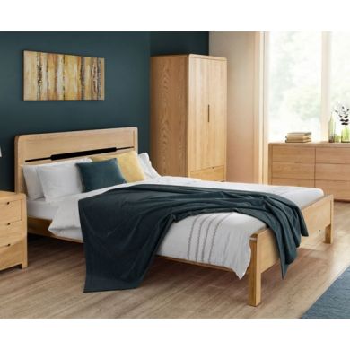 Curve Wooden Double Bed In Waxed Oak