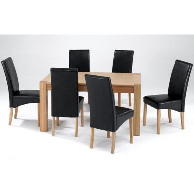 Cyprus Large Wooden Dining Set In Natural Ash With 6 Chairs