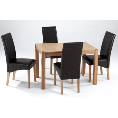 Cyprus Wooden Dining Set In Natural Ash With 4 PU Chairs