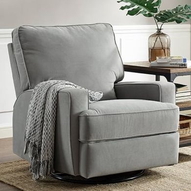 Rylan Fabric Swivel And Recliner Armchair In Grey