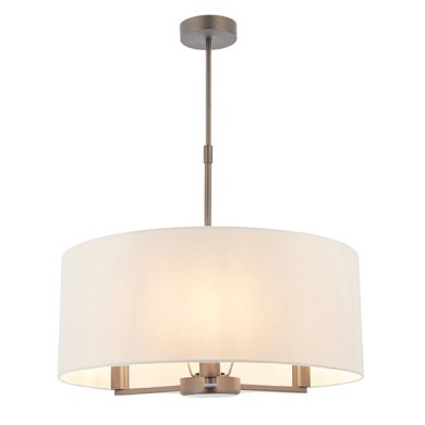 Daley Round Vintage White Shades Ceiling Pendant Light In Matt Nickel