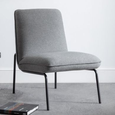 Dali Fabric Upholstered Bedroom Chair In Grey Wool Effect
