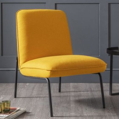 Dali Fabric Upholstered Bedroom Chair In Mustard Wool Effect