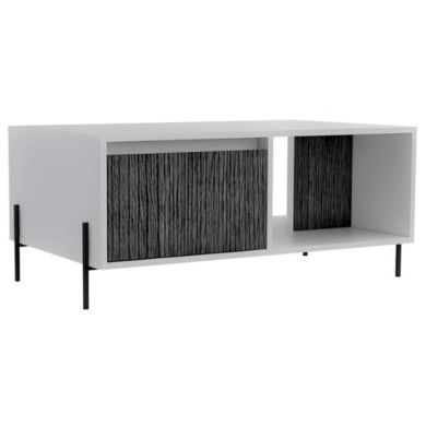 Dallas Wooden Coffee Table In White And Grey Oak With 2 Doors