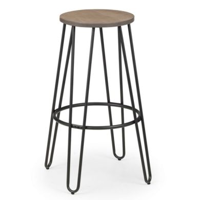 Dalston Round Wooden Bar Stool In Mocha Elm