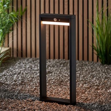 Dannah LED Bollard Photocell And PIR Outdoor Post In Textured Black