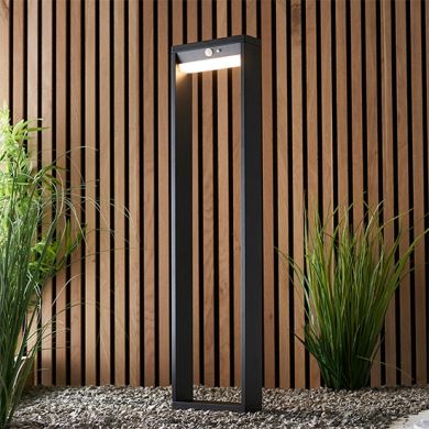 Dannah LED Tall Bollard Photocell And PIR Outdoor Post In Textured Black