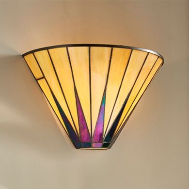 Dark Star Tiffany Glass Wall Light In Matt Black