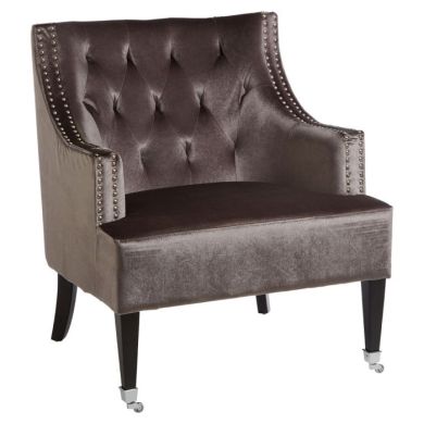 Darlington Velvet Upholstered Armchair In Grey