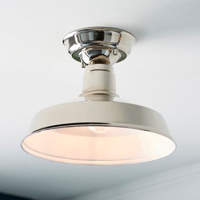 Darton Gloss White Inner Shade Semi Flush Ceiling Light In Polished Nickel