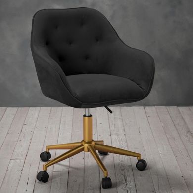 Darwin Velvet Upholstered Home And Office Chair In Black