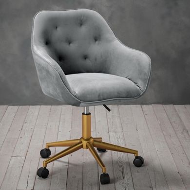 Darwin Velvet Upholstered Home And Office Chair In Grey
