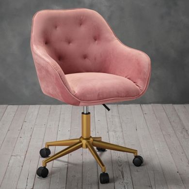 Darwin Velvet Upholstered Home And Office Chair In Pink
