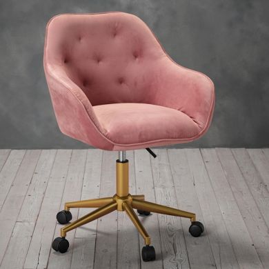 Darwin Velvet Upholstered Home And Office Chair In Pink