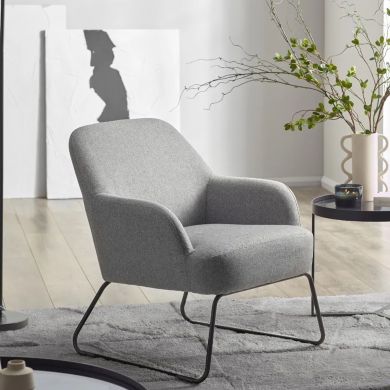 Davos Fabric Accent Chair With Black Metal Legs