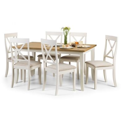 Davenport Wooden Dining Table In White And Ivory With 6 Chairs