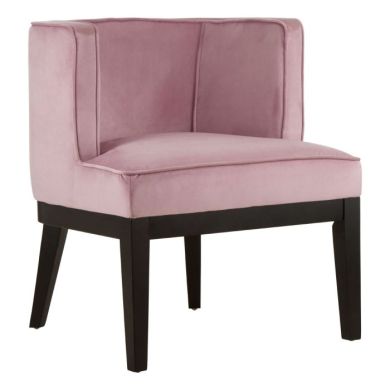 Daxton Rounded Velvet Upholstered Armchair In Pink