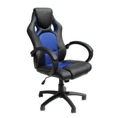 Daytona Faux Leather And Fabric Insert Office Chair In Blue