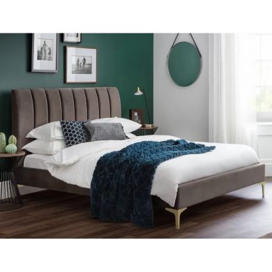 Deco Velvet King Size Bed In Truffle