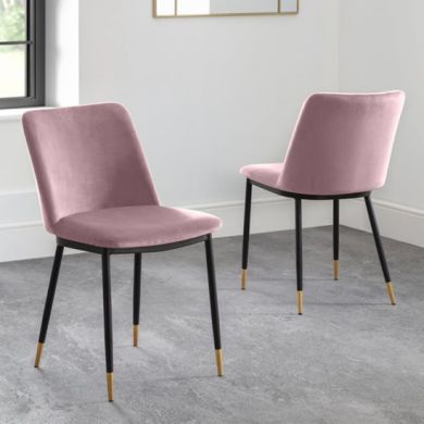 Delaunay Dusky Pink Velvet Dining Chairs In Pair