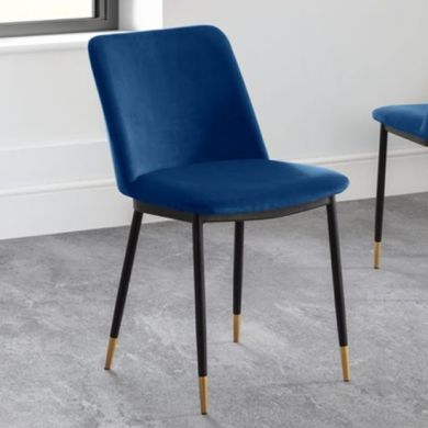 Delaunay Velvet Upholstered Dining Chair In Blue