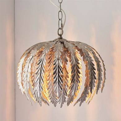 Delphine Small Decorative Layered Leaves Pendant Light In Silver