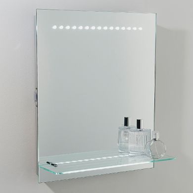 Delta LED Shaver Contemporary Bathroom Mirror With Clear Glass Shelf
