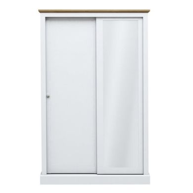 Devon 2 Doors Sliding Wooden Wardrobe In White