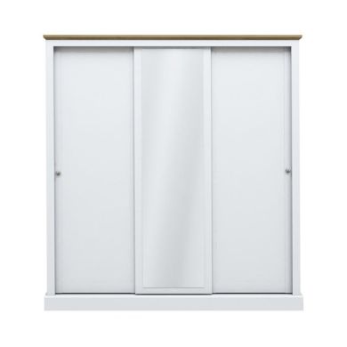 Devon 3 Doors Sliding Wooden Wardrobe In White