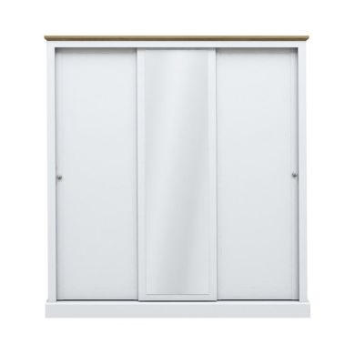 Devon 3 Doors Sliding Wooden Wardrobe In White
