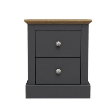 Devon Wooden Bedside Cabinet In Charcoal With 2 Drawers