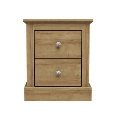 Devon Wooden Bedside Cabinet In Oak With 2 Drawers