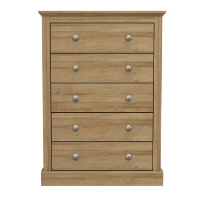 Devon Wooden Chest Of Drawers In Oak With 5 Drawers