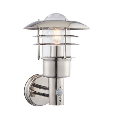Dexter Clear Glass Shade Wall Light In Polished Stainless Steel