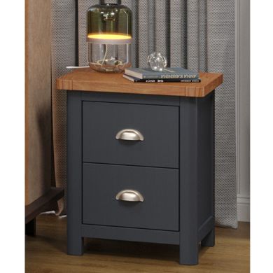 Highland Wooden Bedside Cabinet With 2 Drawers In Midnight Blue