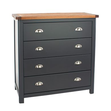 Highland Wooden Chest Of 4 Drawers In Midnight Blue