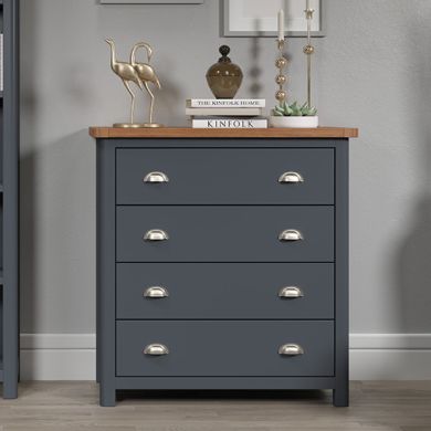 Highland Wooden Chest Of 5 Drawers In Midnight Blue