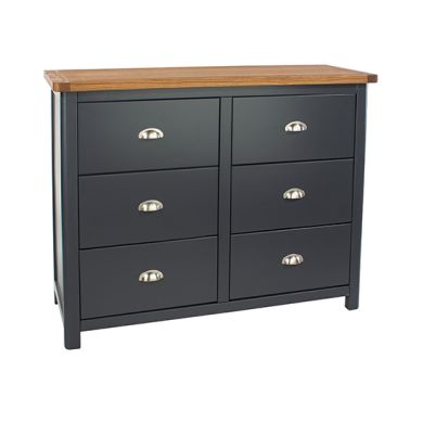 Highland Wooden Chest Of 6 Drawers In Black