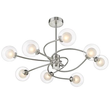 Dolores 8 Bulbs Large Semi-Flush Ceiling Light In Satin Nickel