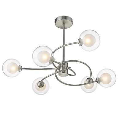 Dolores 6 Bulbs Semi-Flush Ceiling Light In Satin Nickel