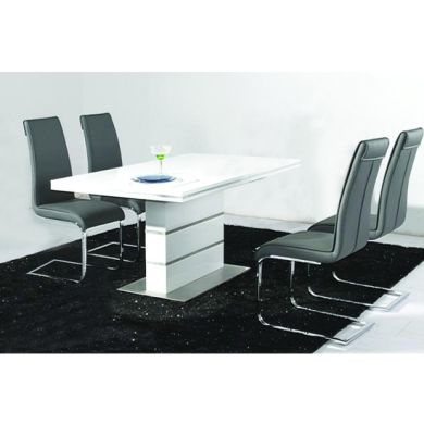 Dolores Wooden Dining Set In White High Gloss With 4 Chairs