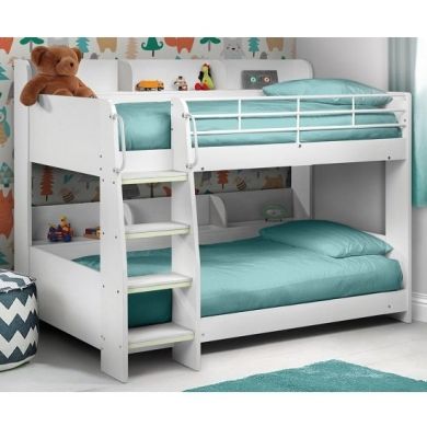 Domino Wooden Bunk Bed In Matt White