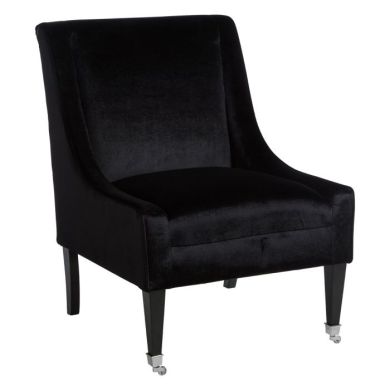 Downton Velvet Upholstered Accent Chair In Black