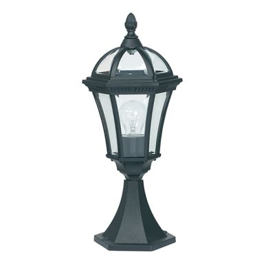 Drayton Clear Glass Shade Outdoor Post In Textured Matt Black