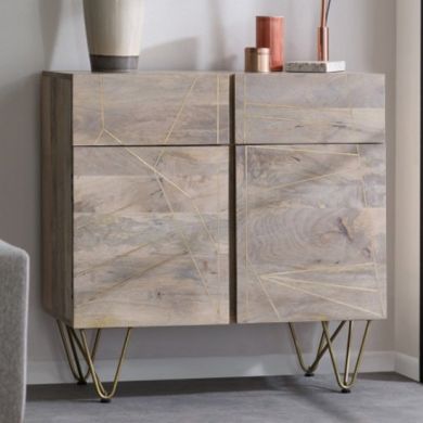 Dreka Medium 2 Doors Wooden Sideboard In Light Gold