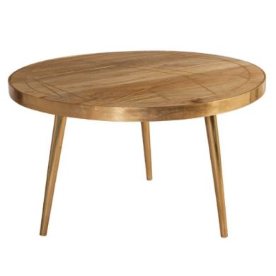 Dreka Round Wooden Coffee Table In Light Gold