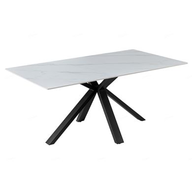 Milana Extending Sintered Stone Dining Table In White With Cross Legs