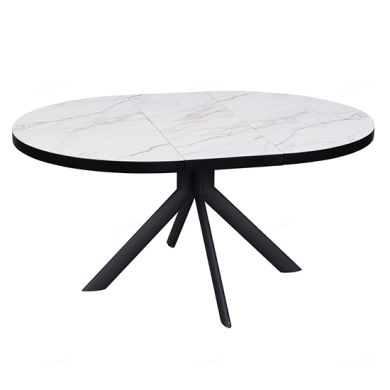 Danello Extending Ceramic Dining Table In White And Sunset Cloud Vein