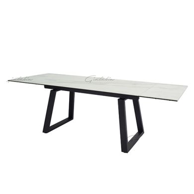 Dante Extending Ceramic Dining Table In White High Gloss